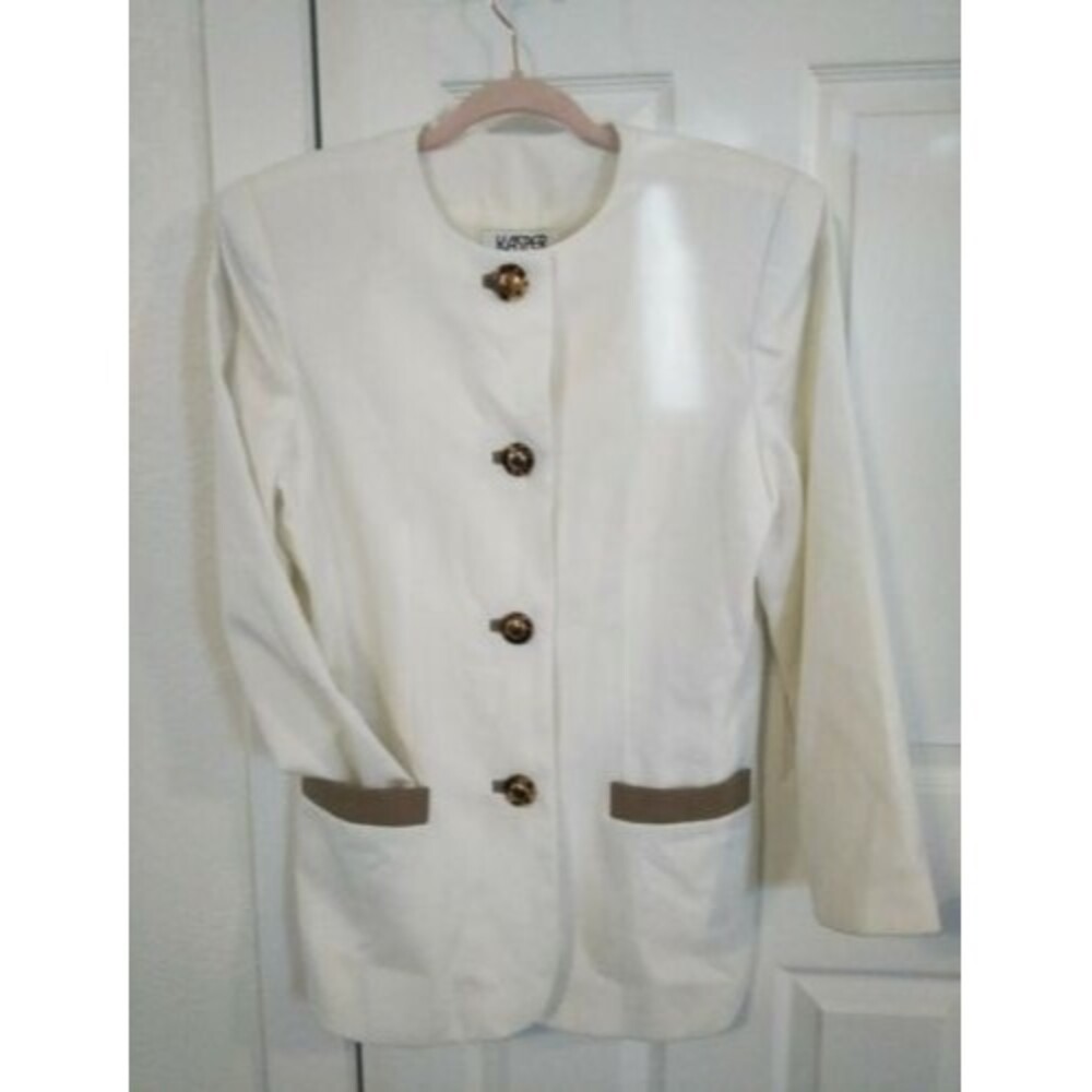 Kasper Blazer Size 12 Button Closure Pockets White